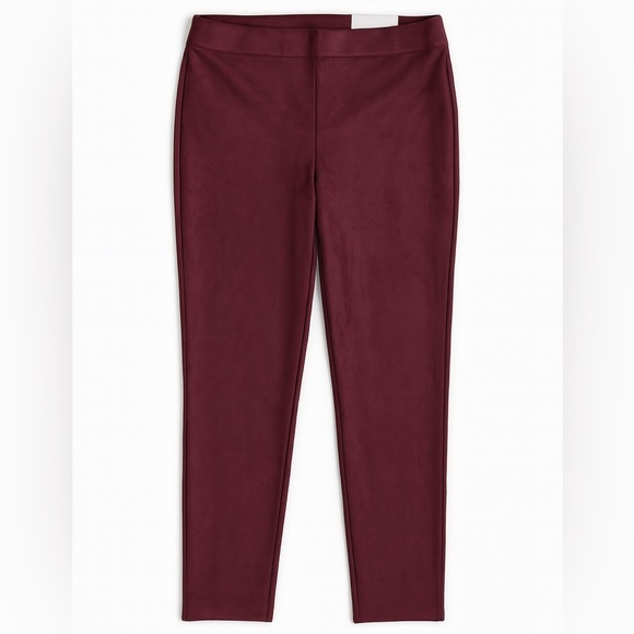 NWT Chico’s Faux Suede Jeggings Deep Merlot Burgundy Pull-On Pants Size 1 (US 8) - Picture 1 of 6